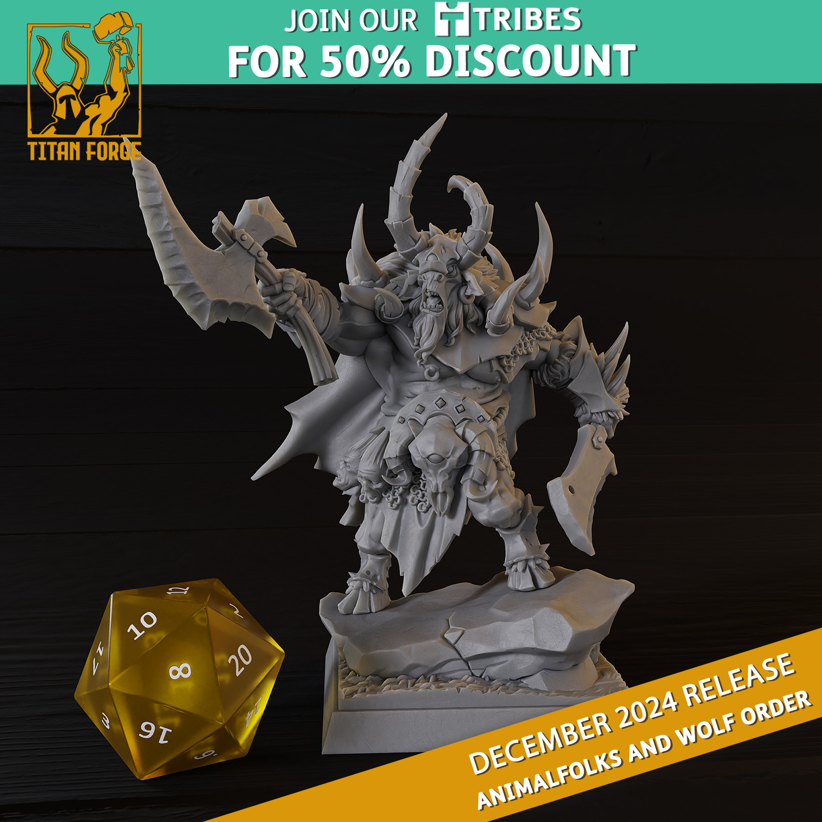 Beast Lord - Animalfolks and Wolf Order - Titan Forge Miniatures December 2024